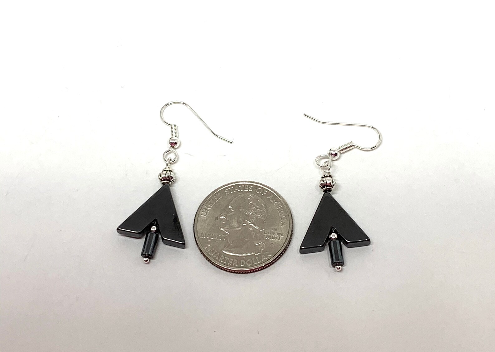 Hematite Silver Christmas tree earrings gemstone holiday Etsy
