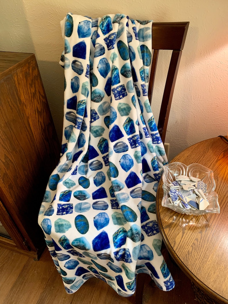 Blue Crystals & Rocks Throw Blanket Mineral Photo Art Etsy