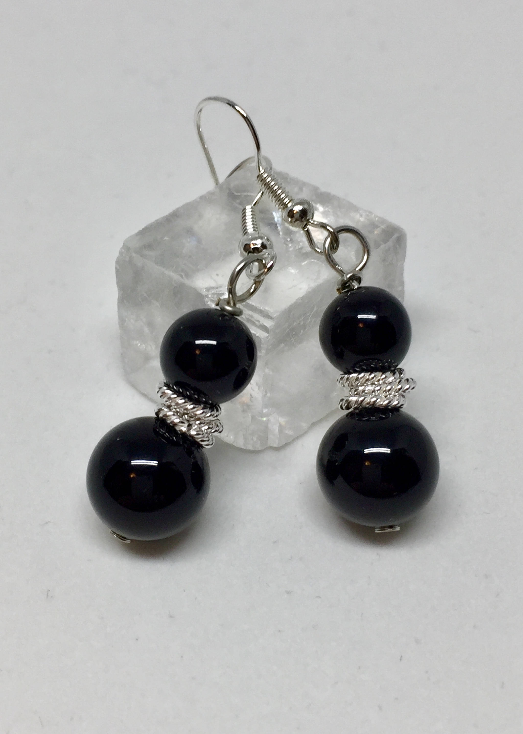 Black onyx silver earrings black healing stone jewelry | Etsy