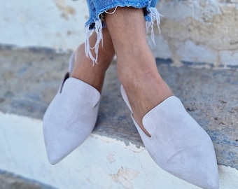 Sandalias de ante hechas a mano: Sandalias griegas de cuero para mujer