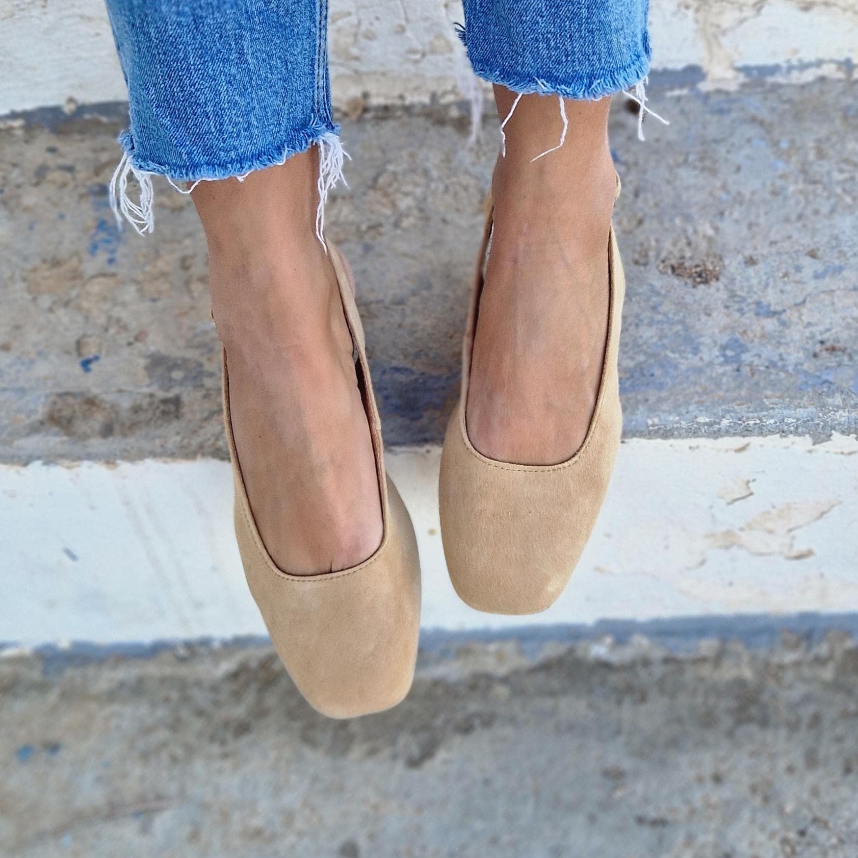 Suede Leather Flat Net Mules main image 1