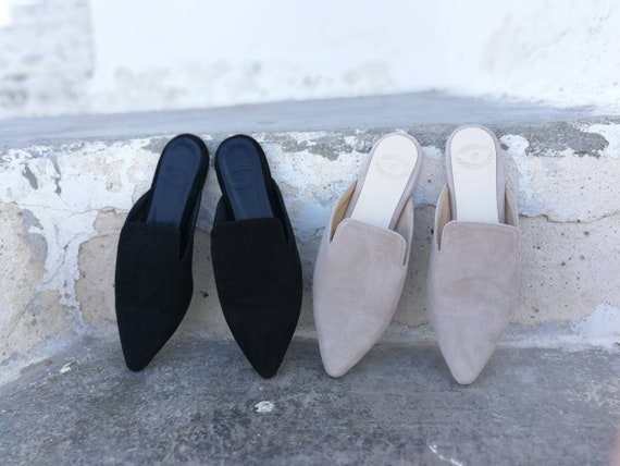 suede mule slippers women's