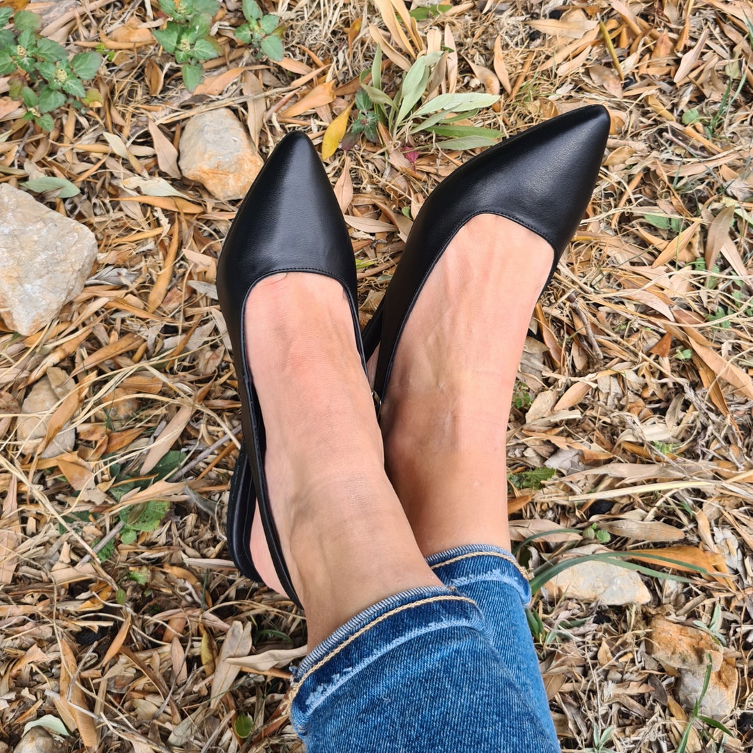 Black Leather Ballet Mules Women's Flats Pointy Mules Etsy Canada