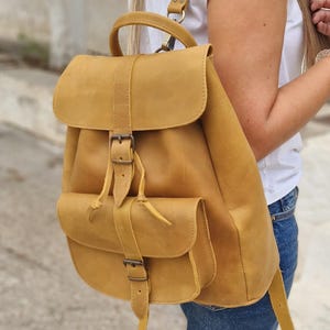 Handmade Leather Backpack, Waxed School bag, Magnetic closure, Laptop bag, Men&#39;s Backpack, Women&#39;s Backpack,  Leather satchel, Unisex Bag