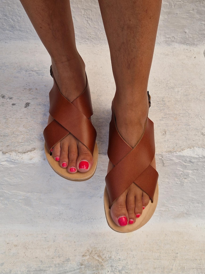 Cross over Sandals for women,Black Gladiator Sandals, Black Sandals, Greek Gladiator, Ancient summer flats, Women's Leather Sandals,Handmade image 6