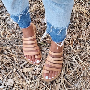 Handmade Greek Leather strappy Sandals, Gladiator Sandals, Leather Strappy Sandals, Leather Sandals, Strappy Sandals, Summer Sandals, flats