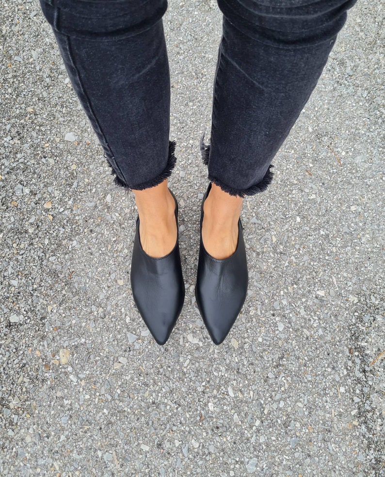 Leather Mules Shoes Women's Mules Black Leather Loafers Etsy