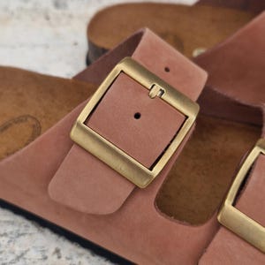 Handmade Terracotta Suede Sandals: Women's Double Strap Cork Slides image 4