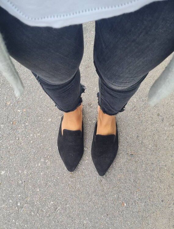 Mules Shoes Women's Leather Mules Suede Mules Black - Etsy