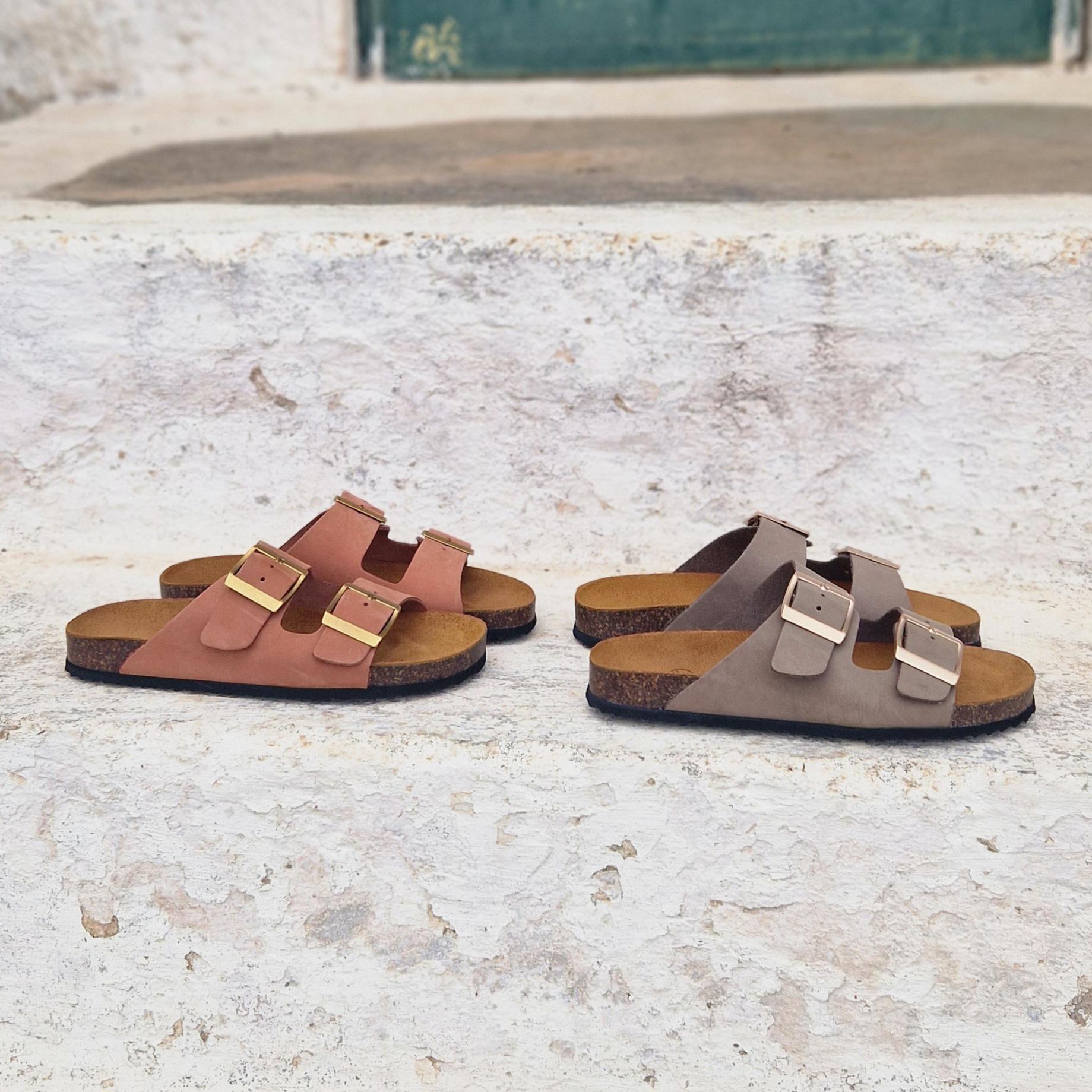 Handmade Gray Suede Slip-On Leather Sandals Nordic Stone Grey sandals main image 4