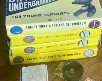 Microscope à main allemand antique avec 95 lames japonaises - LIVRAISON GRATUITE !