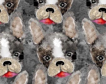 OOP ! « FRENCHIE KISS » de la collection « Raise The Woof » par Connie Haley pour 3 Wishes Fabric