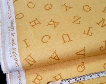OOP 2020 ! Lettres tombantes jaunes « Hungry Animal Alphabet » Yardage par Riley Blake Designs