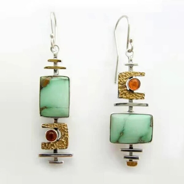 Enameled Cubism Drop Earrings