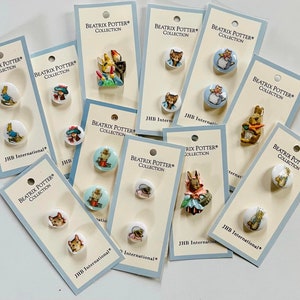 VINTAGE 1976 Beatrix Potter Collection Buttons by JHB International - (all rabbits in this listing)