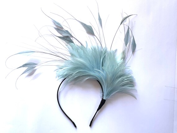 Pale Blue Fascinator Light Blue Feather 