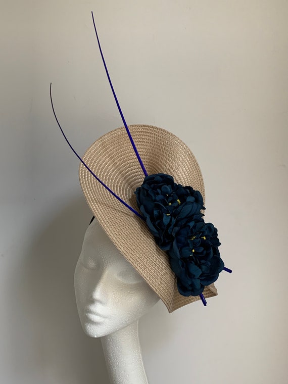 Navy Blue Beige Fascinator Hat, Navy Beige Fascinator Headpiece Wedding  Ascot Derby Race Hat Ladies Day, Navy Blue Beige Kentucky Derby Hat - Etsy