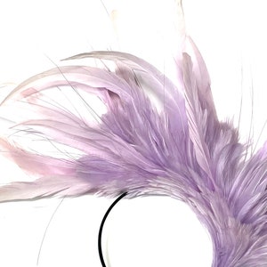 lilac feather halo, lilac feather crown, violet lilac feather fascinator, violet lilac feather fascinator Wedding, lilac halo crown hat