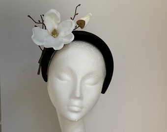 magnolia flower fascinator, magnolia fascinator hat crown Weding Ascot Derby Race, Kentucky Derby fascinator, halo headband, magnolia crown