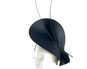 Black Fascinator hat, black fascinator hat Wedding Ascot Derby Races, black white Kentucky Derby fascinator hat, black hat