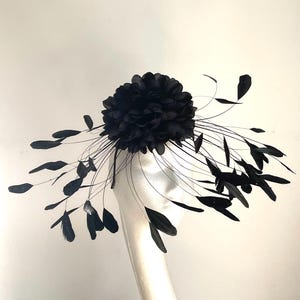 Black feather fascinator, black feather fascinator hat headband Wedding, black feather Kentucky Derby fascinator, Royal Ascot fascinator hat