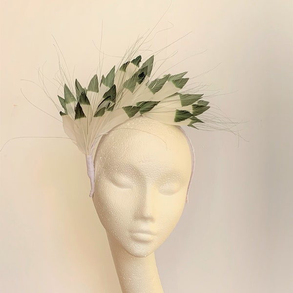 White and Green Fascinator Hat Etsy