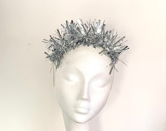 Christmas headpiece,Silver Christmas Fascinator, Silver fascinator New Year Party Hat Silver Headpiece Christmas, silver hat