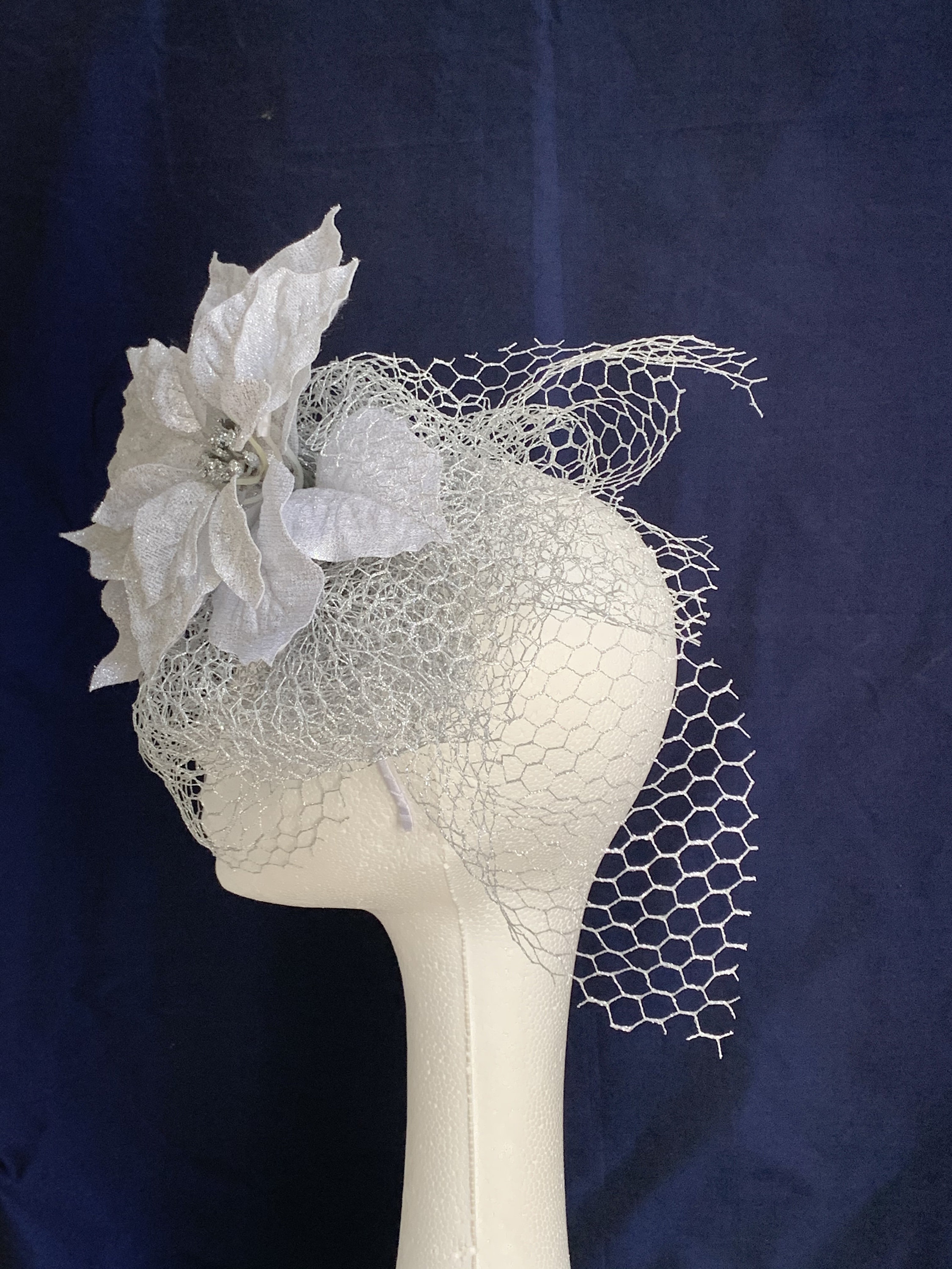 Silver Christmas Poinsettia flower fascinator silver Etsy