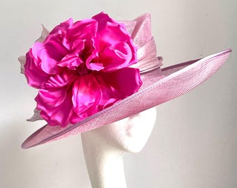 Lilac wide brim hat, lilac mother of the bride hat, lilac wedding hat, lilac Kentucky Derby hat, lilac Royal Ascot hat, occasional brim hat