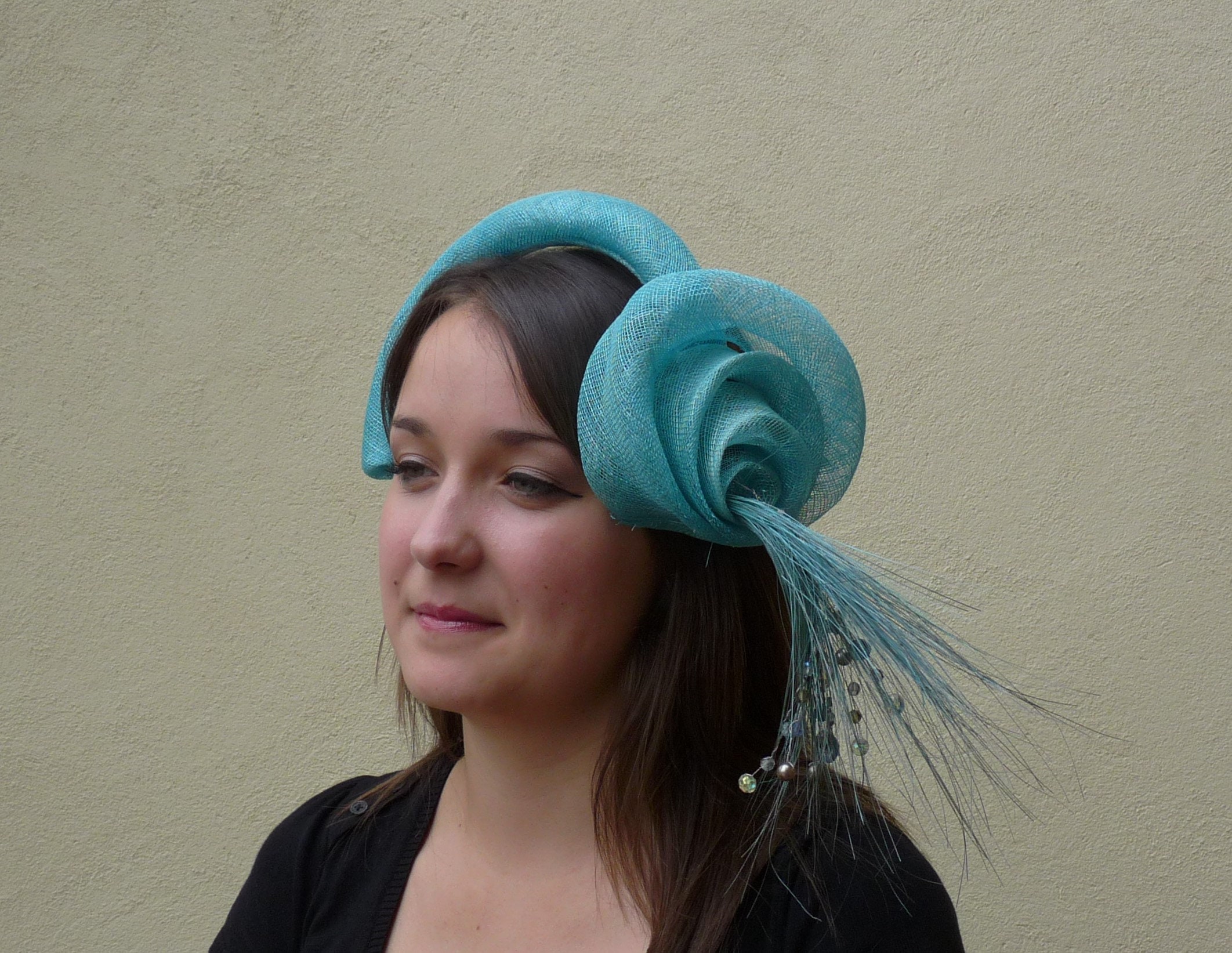Aqua Blue Fascinator, Aqua Blue Fascinator Hat Wedding Ascot 