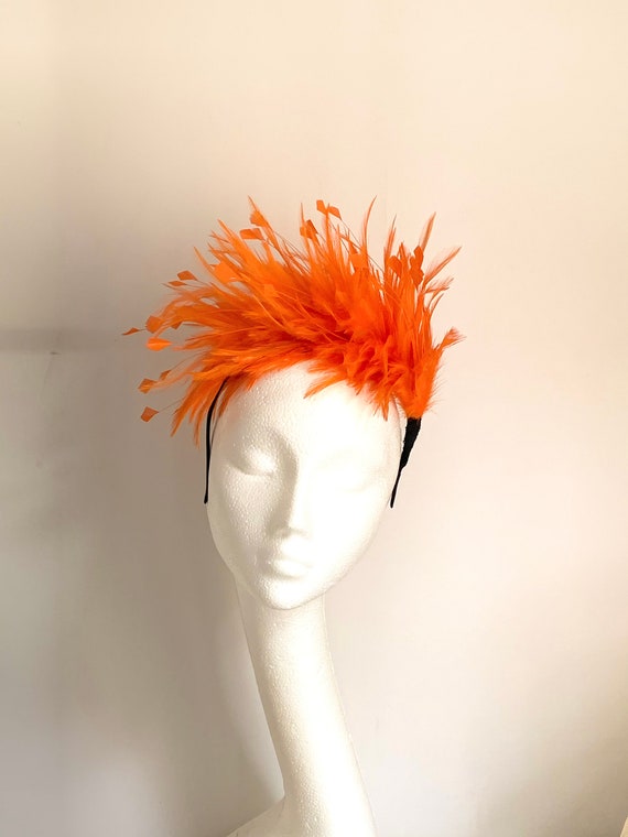 Orange Feather Fascinator Light Orange 