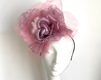 Heather flower hat, pink Heather mother of bride hat, giant flower hat, giant flower wedding hat, Kentucky Derby hat, pink Royal Ascot hat