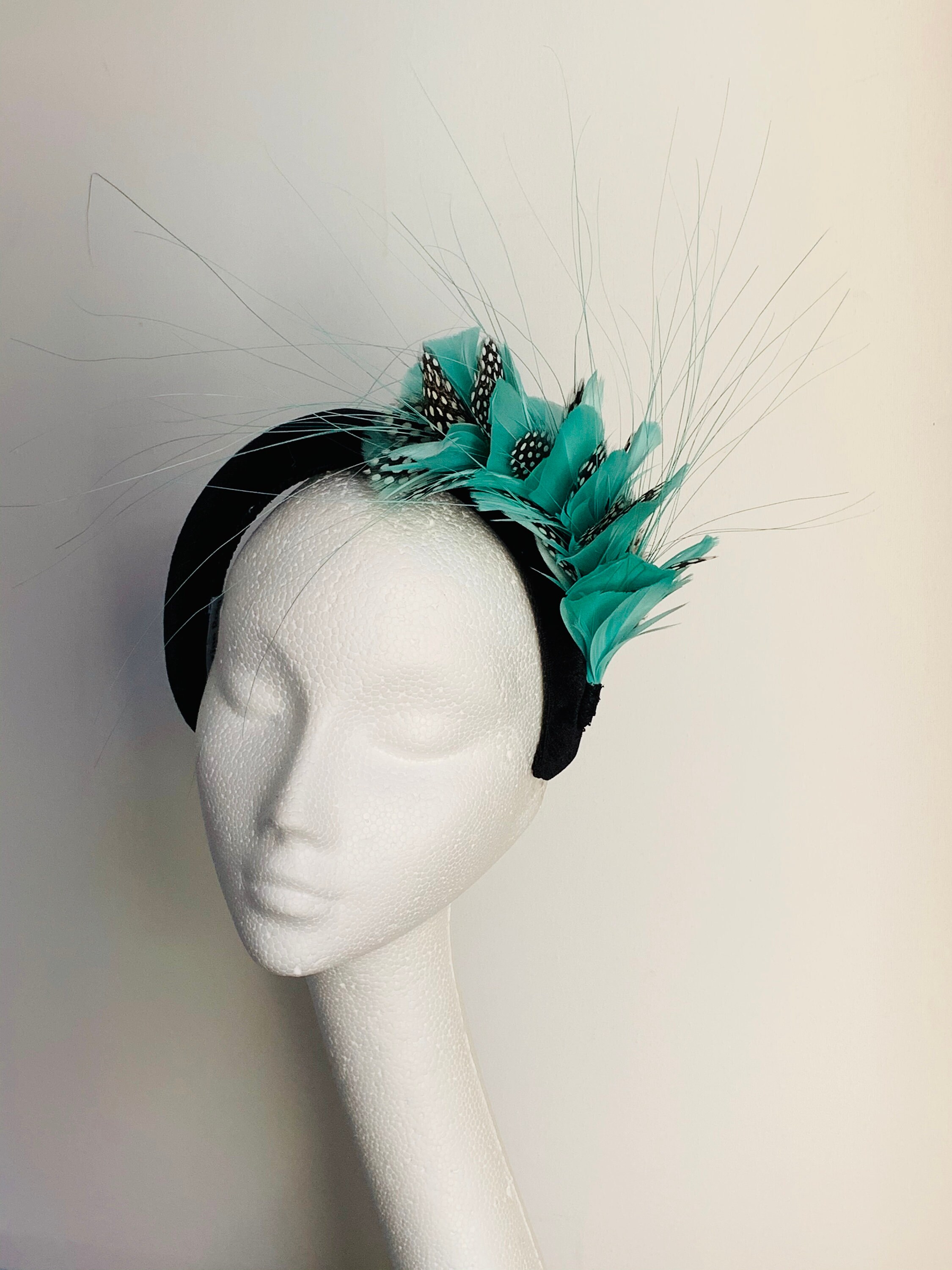 Mint Green Feather Fascinator Mint Green Fascinator Hat Crown Etsy UK