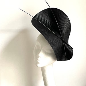 black Kentucky Derby hat, black feather fascinator hat Wedding Ascot Derby Races, black fascinator hat, black Royal Ascot fascinator hat