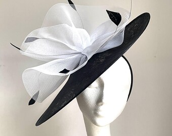 Vintage Black and White Saucer Derby Hat Audrey Black and White Kentucky Derby Saucer Hat - Polly Singer main image 4