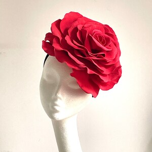 New Kentucky Derby Hat Elegant Red Floral Red Rose Flower Fascinator Ascot Hat $_57.JPG?set_id=8800005007 main image 3