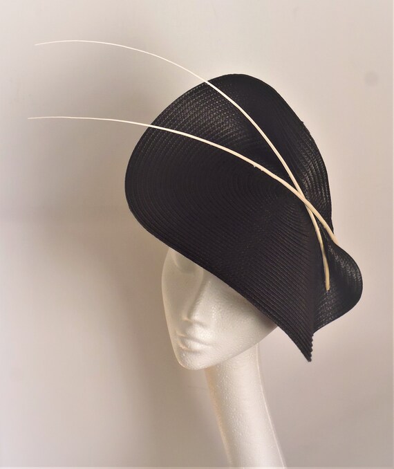 Weddings Ladies Day,Ascot Races Fascinator in cream with black feathers