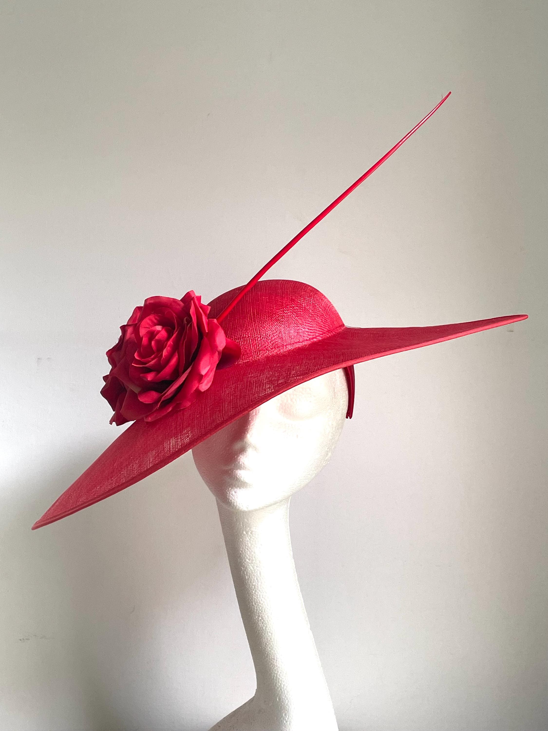 Red Kentucky Derby Fascinator, Red Wedding Hat, Red Royal 
