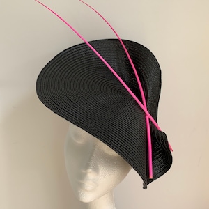 Black Pink Kentucky Derby Hat Fascinator, black pink fascinator hat Wedding Ascot Derby Races Ladies Day garden, Black Pink Fascinator hat