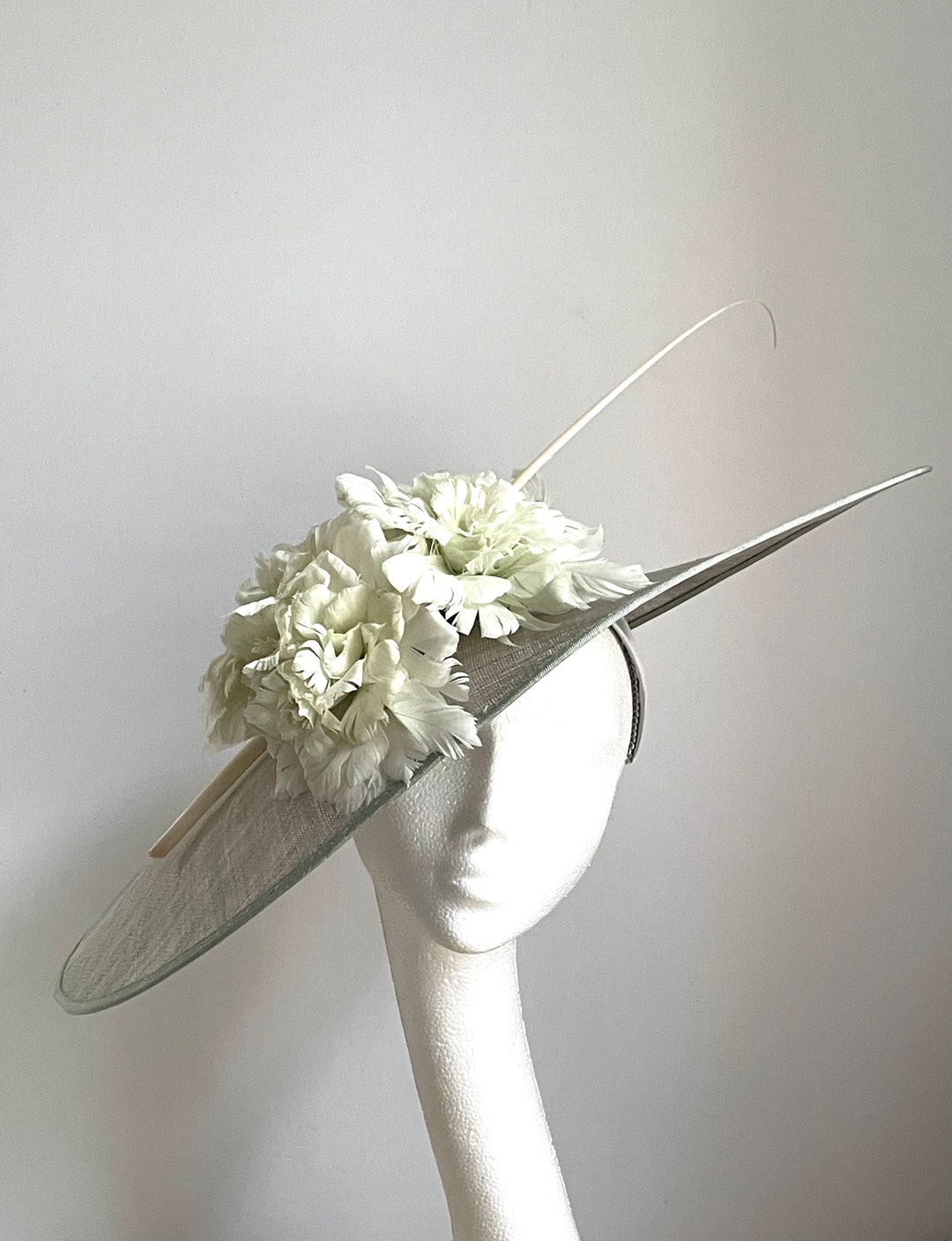 Sage Green Saucer Disc Hat Sage Green Fascinator Wedding Hat Etsy