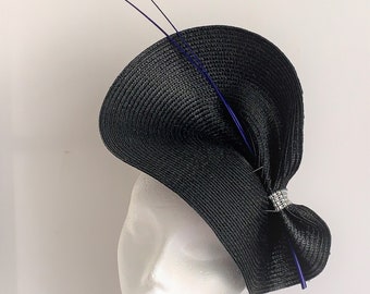 schwarzer Silber Fascinator Hut, schwarzer Kentucky Derby Hut Fascinator, schwarzer Fascinator, schwarzer Royal Ascot Derby Fascinator, schwarzer Hochzeitshut