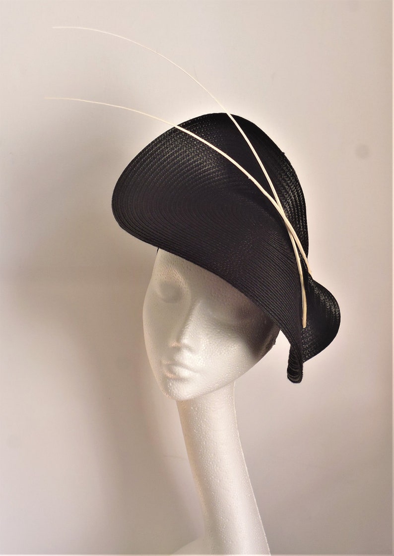 Black Kentucky Derby Hat Black Feather Fascinator Hat Wedding Etsy