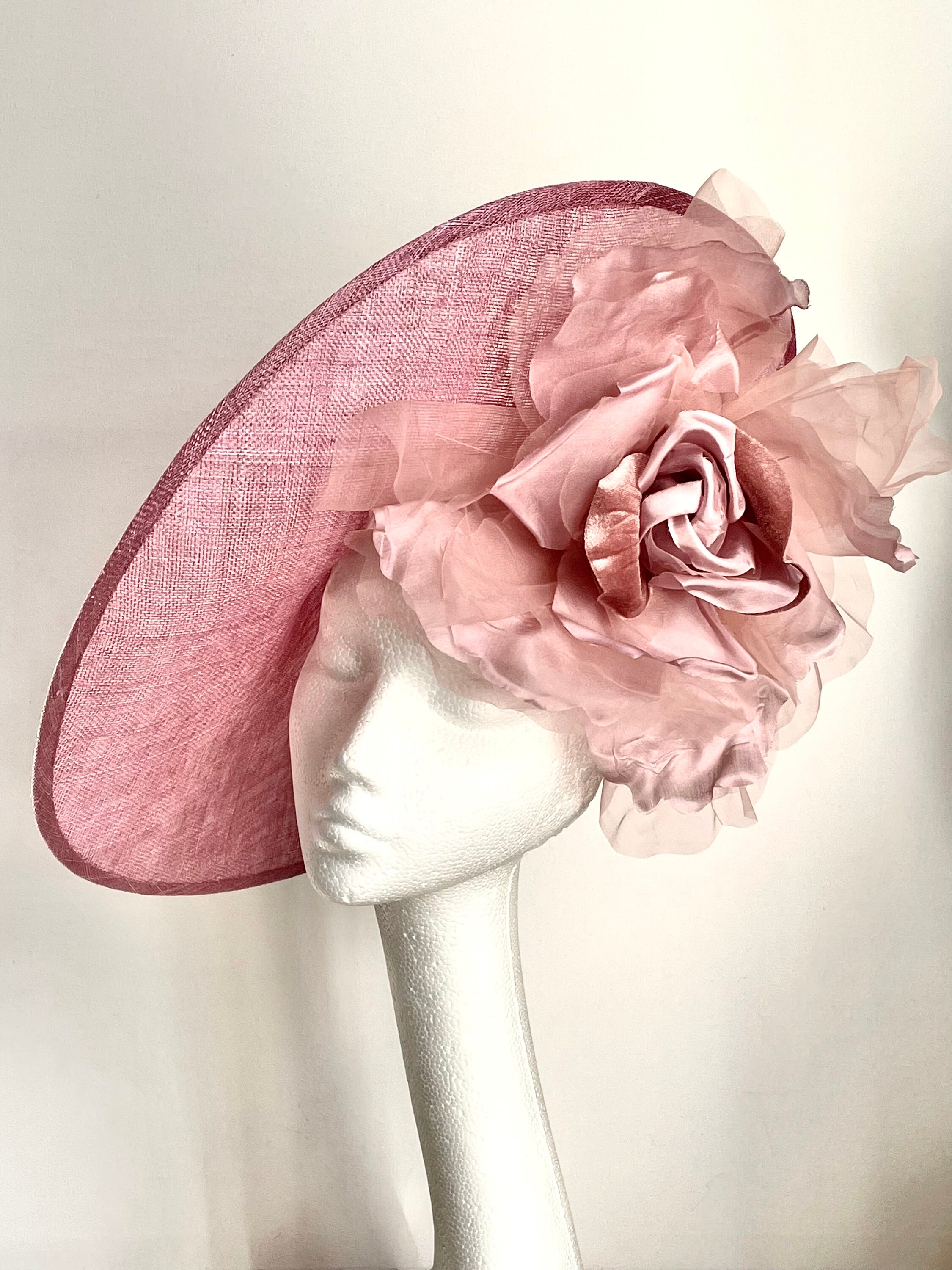 Large Dusky Pink Saucer Disc Hat, Pink Fascinator, Pale Pink Wedding ...