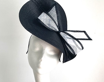 Schwarz und weiß royal Ascot Hut, schwarz und weiß Hochzeit Fascinator, schwarz und weiß Kentucky Derby Fascinator, schwarz weiß Hut