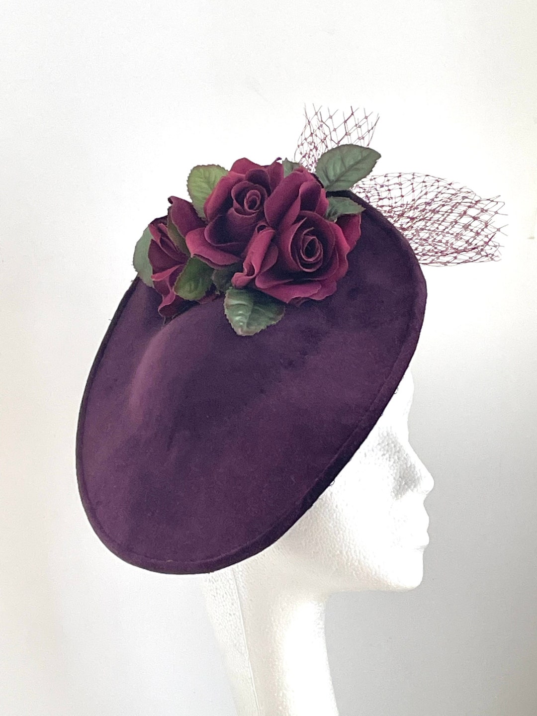Violet Disc Hat, Purple Wedding Hat, Violet Royal Ascot Fascinator Hat ...