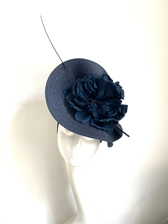 Fascinator Navy Wedding Hat Blue Flower Fascinator - Etsy