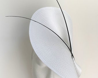 White hat, White Saucer Disc Hat Fascinator Headpiece Wedding Hat, White Kentucky Derby Races hat Fascinator, dinner En Blanc fascinator hat