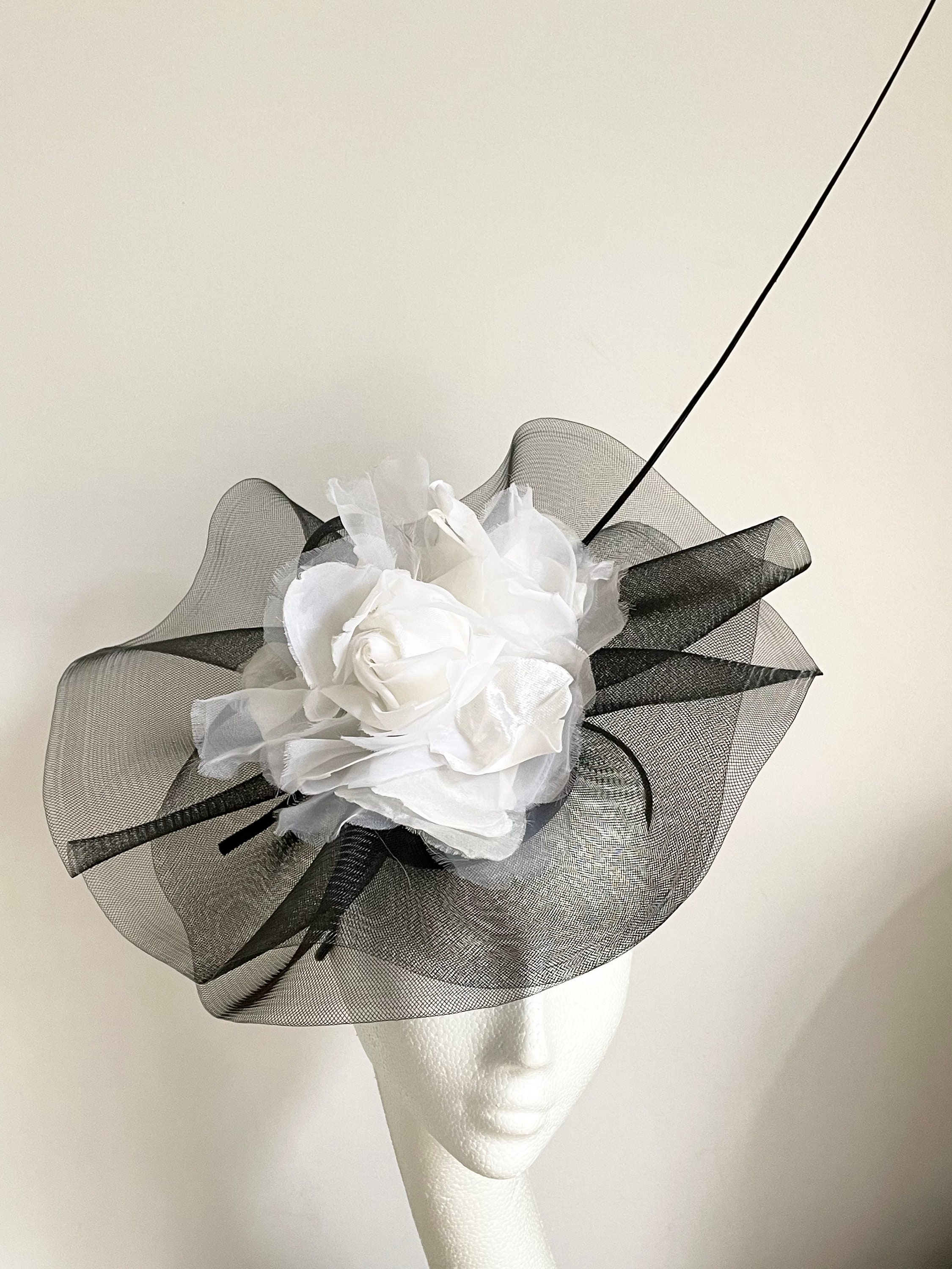 Black and White Fascinator Black White Saucer Disc Hat Royal Etsy
