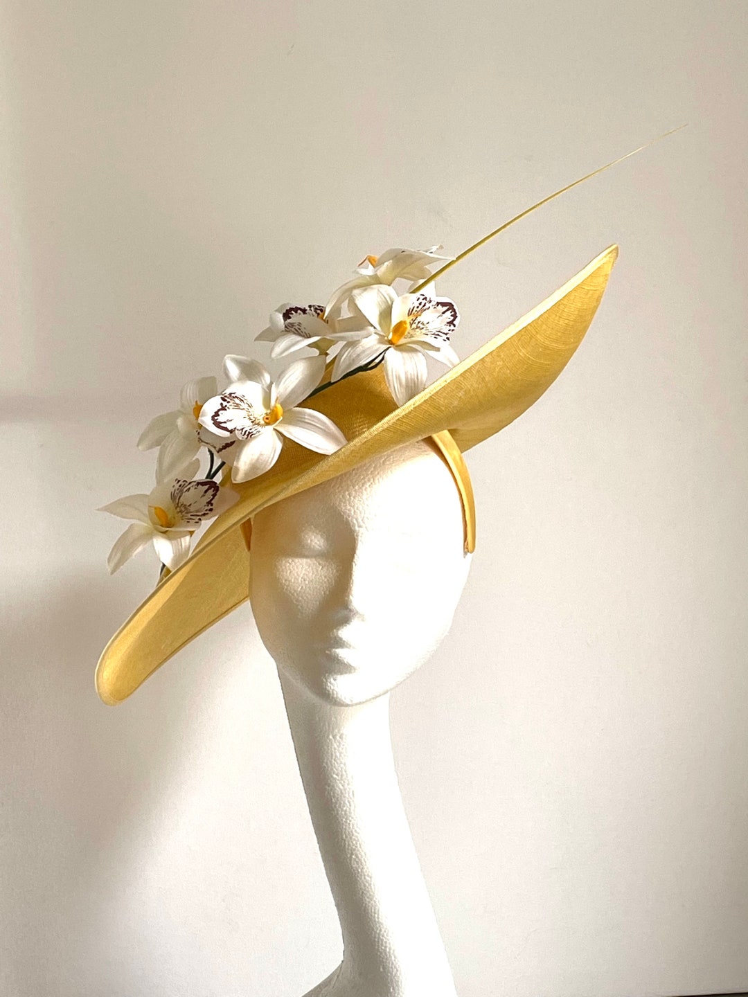 Large Yellow Saucer Hat, Mother of the Bride Hat, Yellow Fascinator