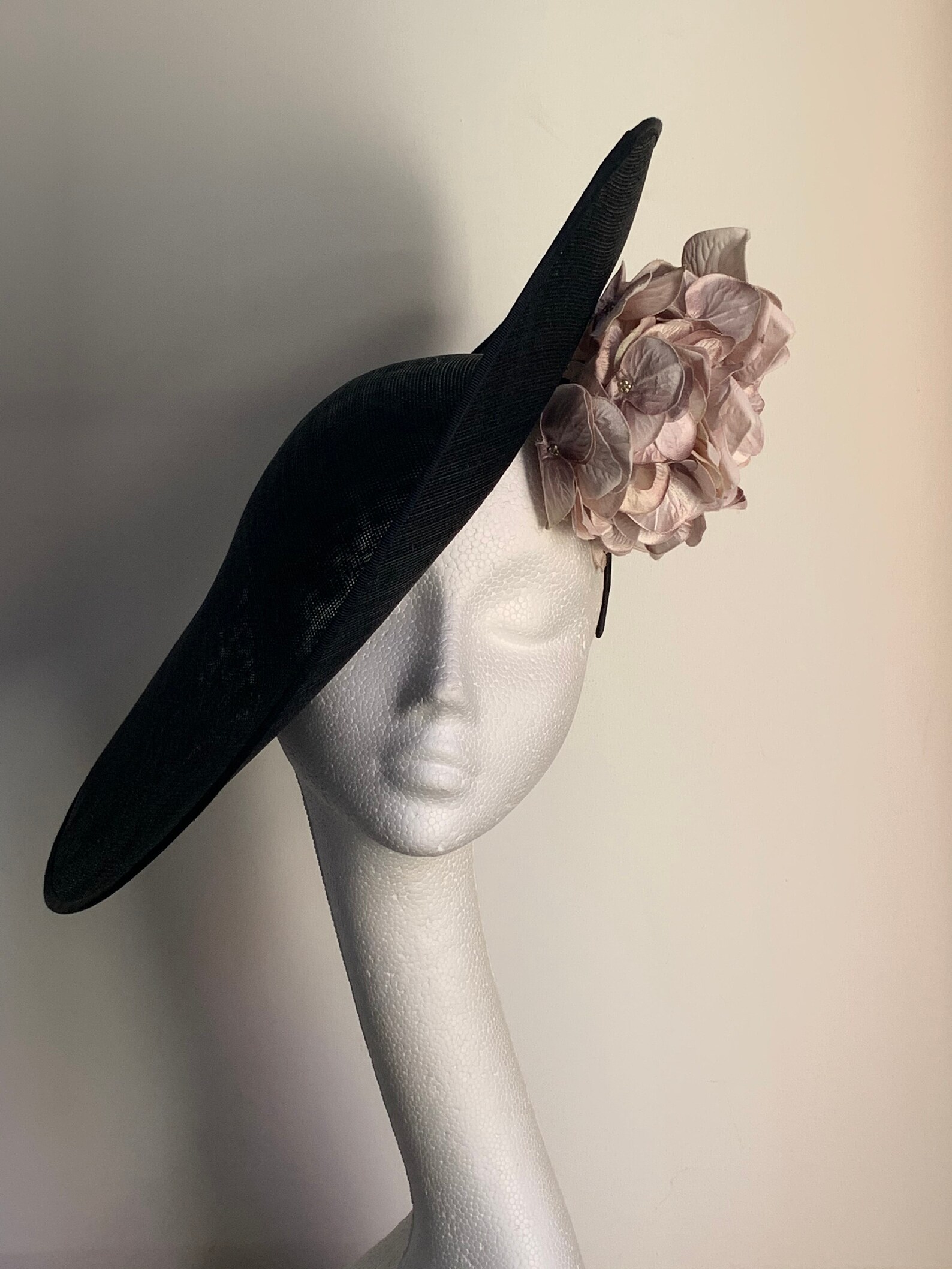Large Black Saucer Disc Hat Black Mother of the Bride Hat Etsy